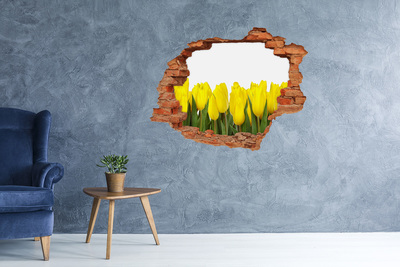 Samolepící nálepka fototapeta Tulipány v díře ve zdi