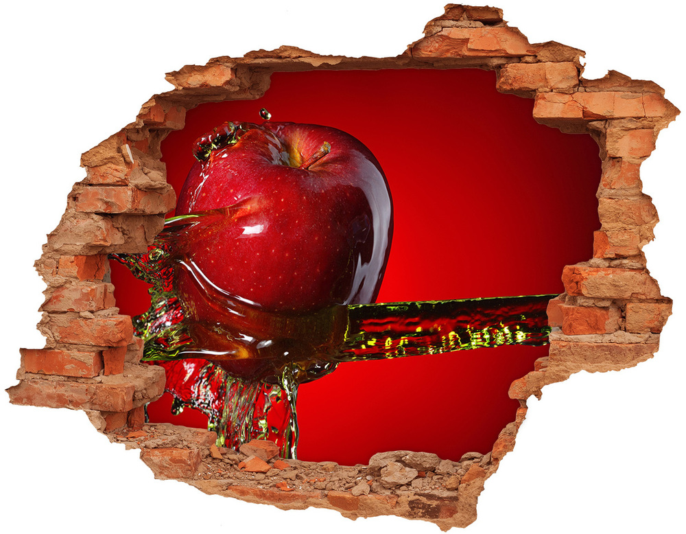 Nálepka 3D díra na zeď Jablko a voda