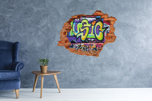 Foto fotografie díra na zeď Graffiti na zdi