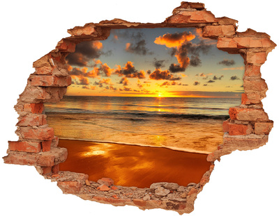 Díra 3D ve zdi na stěnu Západ slunce pláž