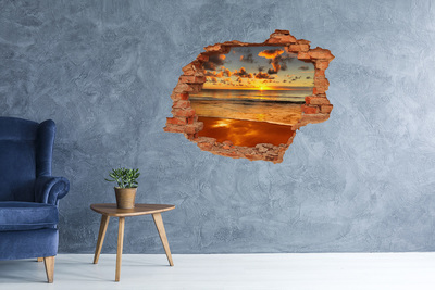 Díra 3D ve zdi na stěnu Západ slunce nad oceánem