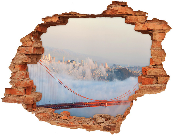 Fototapeta díra na zeď 3D Most Golden Gate v oblacích