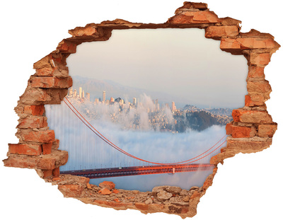 Fototapeta díra na zeď 3D Most Golden Gate v oblacích