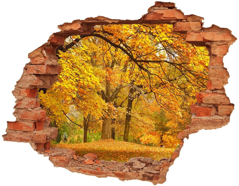 Díra 3D ve zdi nálepka Podzim v parku