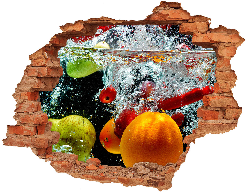 Nálepka 3D díra na zeď Ovoce pod vodou
