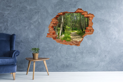 Díra 3D ve zdi nálepka Stezka v lese