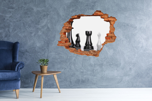 Samolepící díra na stěnu Hraní šachů dírou ve zdi