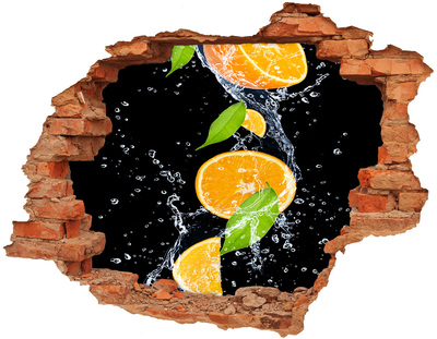 Nálepka 3D díra na zeď Pomeranče a voda
