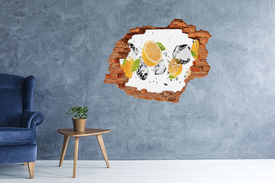 Nálepka 3D díra Výbuch citrusů ve vodě
