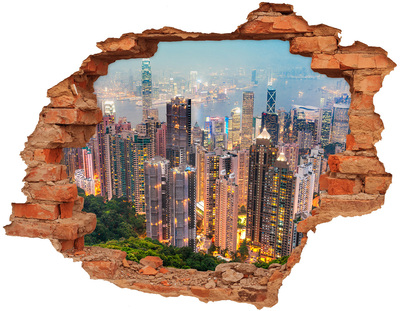 Fototapeta díra na zeď 3D nálepka Hongkong