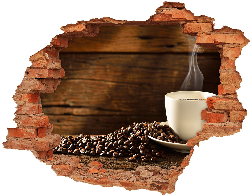 Nálepka díra na zeď beton Šálek kávy