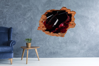 Nálepka 3D díra na zeď Červené víno