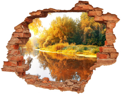 Díra 3D ve zdi na stěnu Řeka podzim