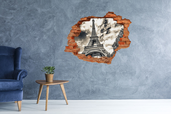 Fototapeta díra na zeď 3D Eiffelova věž v oblacích