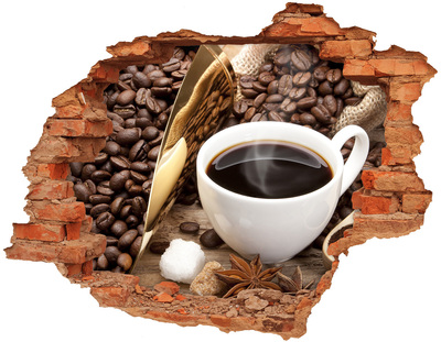 Nálepka 3D díra Káva v srdci přírody