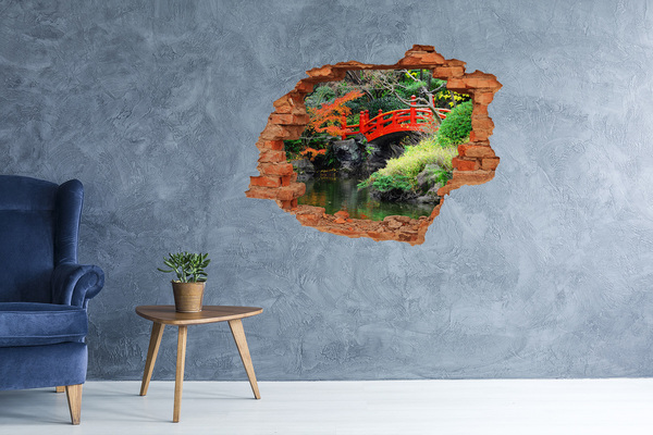 Nálepka fototapeta 3D výhled Japonský most v zahradě