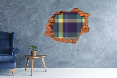 Díra 3D fototapeta nálepka Kostkovaný vzor na zdi