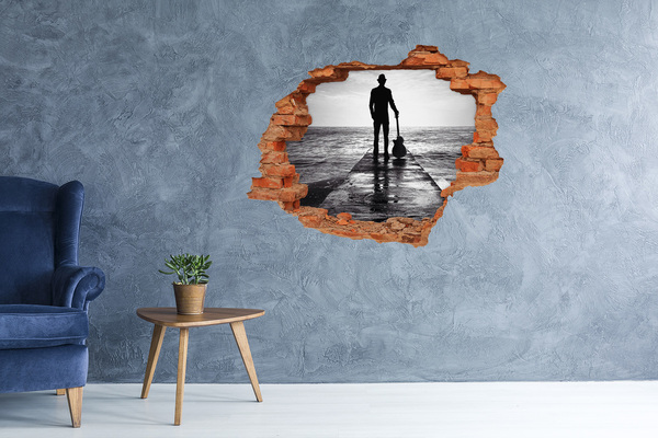 Fototapeta díra na zeď Hudebník na molu
