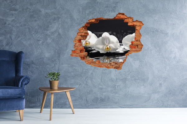 Samolepící díra na stěnu nálepka Květina orchideje na vodě
