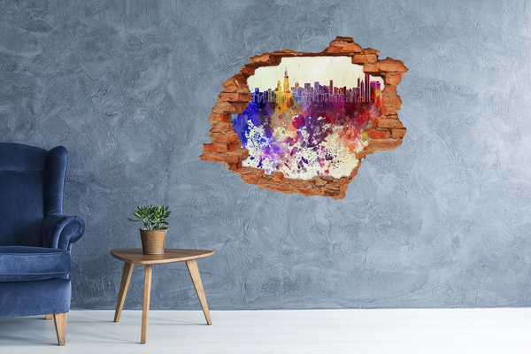 Fototapeta díra na zeď 3D Městská krajina v barevné díře