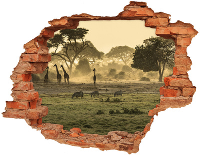 Nálepka fototapeta 3D Africká savana s žirafami a zebrami