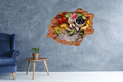 Nálepka 3D díra na zeď Italské jídlo