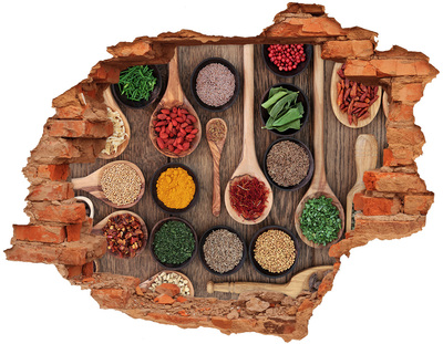 Nálepka 3D díra beton Koření z celého světa