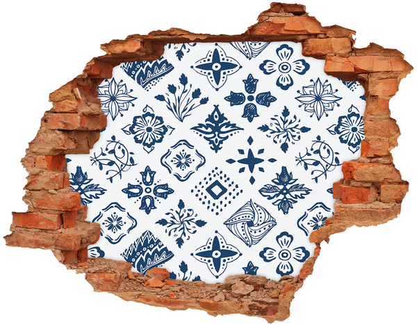 Nálepka 3D díra na zeď Květinové vzory na zdi