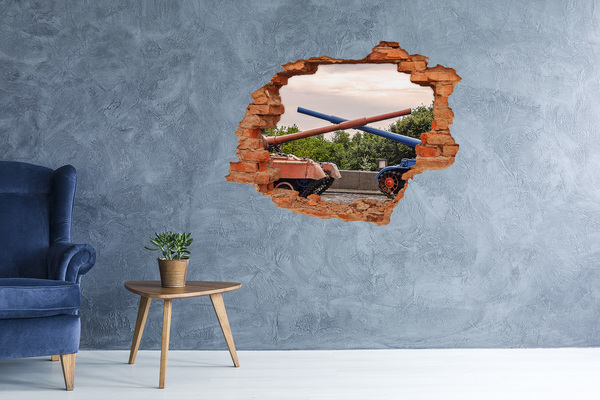 Foto fotografie díra na zeď Tanková bitva v troskách