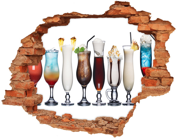 Nálepka 3D díra Koktejlová oáza v podobě díry ve zdi