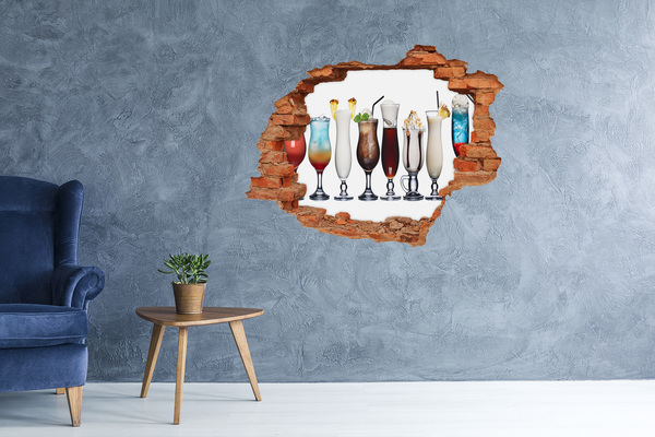 Nálepka 3D díra Koktejlová oáza v podobě díry ve zdi