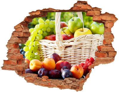 Nálepka 3D díra na zeď Koš ovoce
