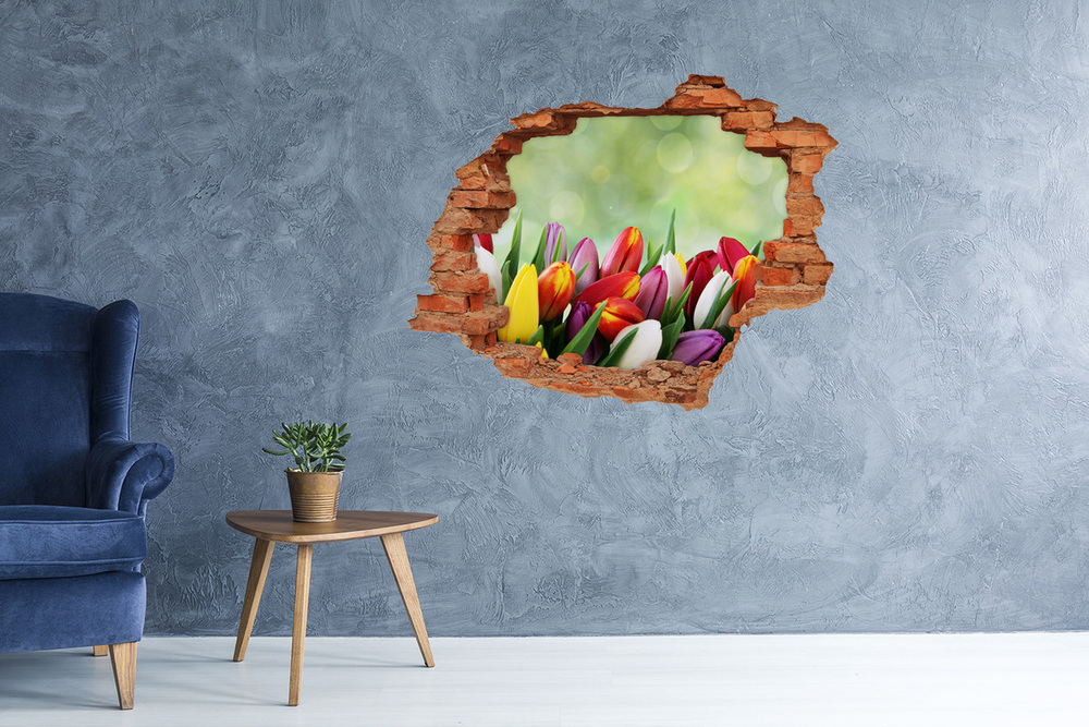 Samolepící díra na stěnu Barevné tulipány