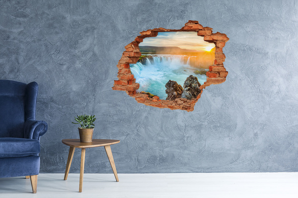 Nálepka fototapeta 3D výhled beton Vodopád v zapadajícím slunci
