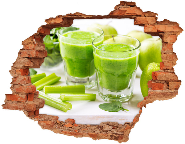 Nálepka díra na zeď beton Zelený zdravotní koktejl