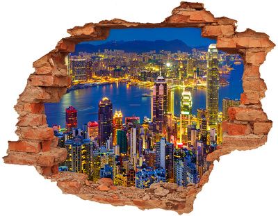 Fototapeta díra na zeď 3D Pohled na Hongkong v noci