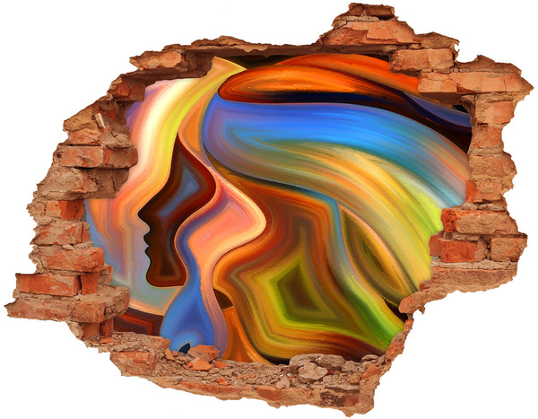 Díra 3D fototapeta nálepka Barevná krajina v díře ve zdi