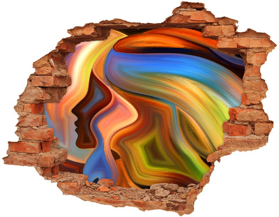 Díra 3D fototapeta nálepka Barevná krajina v díře ve zdi