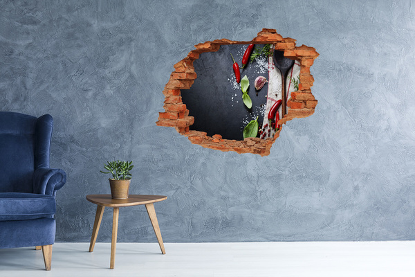 Nálepka 3D díra na zeď Kuchyně plná chutí