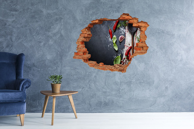 Nálepka 3D díra na zeď Kuchyně plná chutí