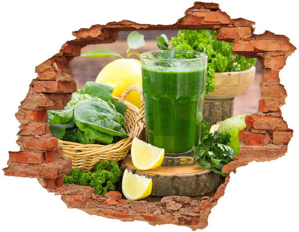 Nálepka 3D díra Zelený koktejl v přírodním prostředí