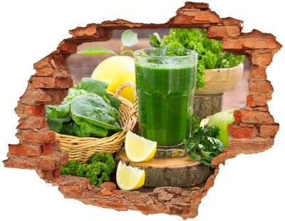 Nálepka 3D díra Zelený koktejl v přírodním prostředí