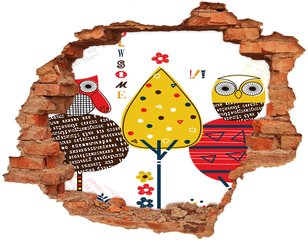 Samolepící nálepka na zeď Barevné stromy v díře ve zdi