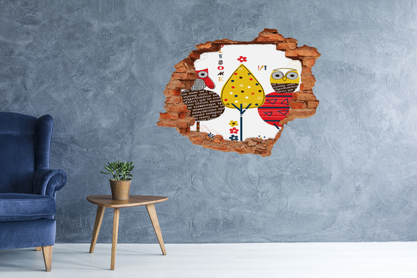 Samolepící nálepka na zeď Barevné stromy v díře ve zdi