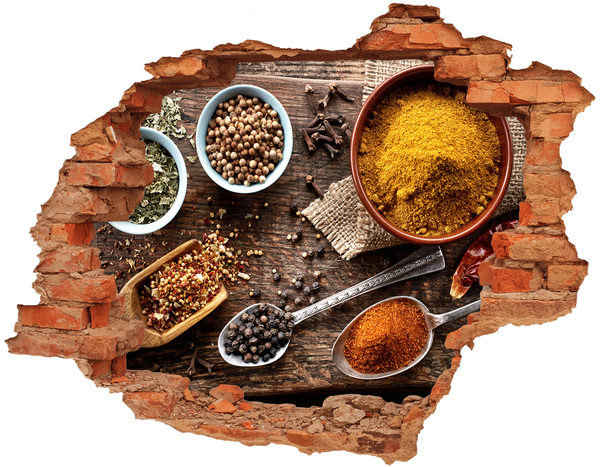 Nálepka 3D díra beton Kuchyňské koření