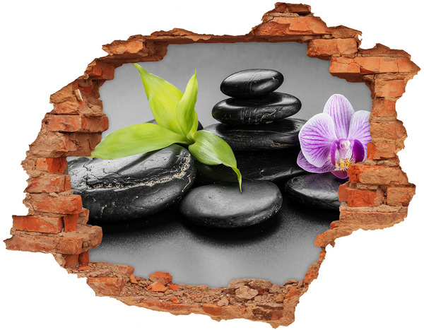 Samolepící díra nálepka Relaxační výhled s kameny a rostlinami