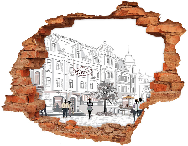 Díra 3D fototapeta na stěnu Kavárna v evropském stylu