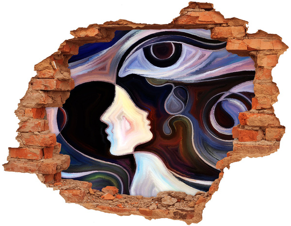 Díra 3D fototapeta na stěnu Tváře v chaosu barev