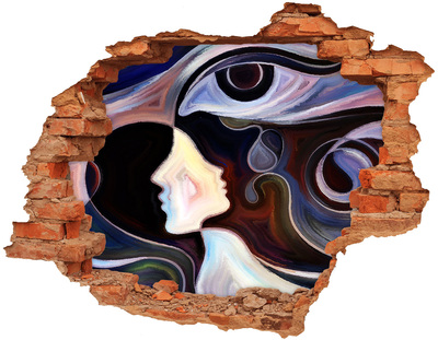 Díra 3D fototapeta na stěnu Tváře v chaosu barev