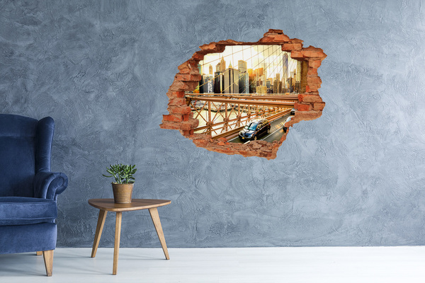 Fototapeta díra na zeď 3D Brooklynský most při západu slunce